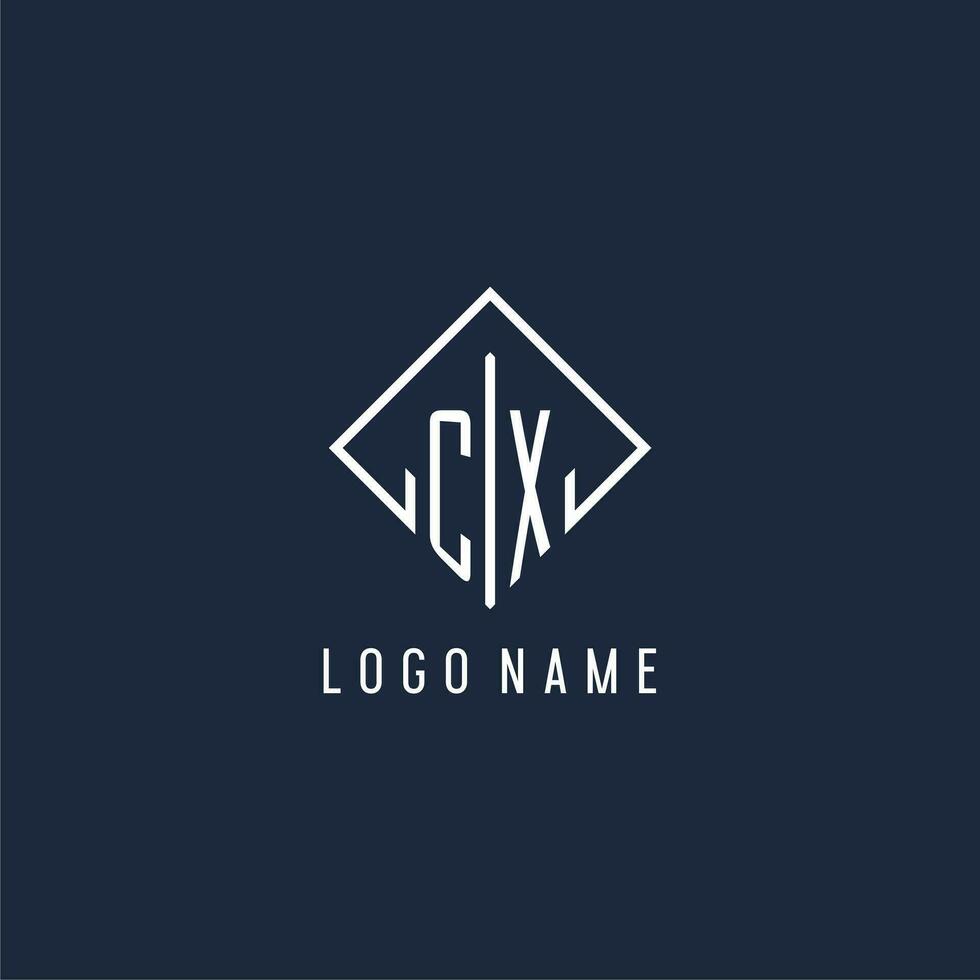 cx iniziale logo con lusso rettangolo stile design vettore