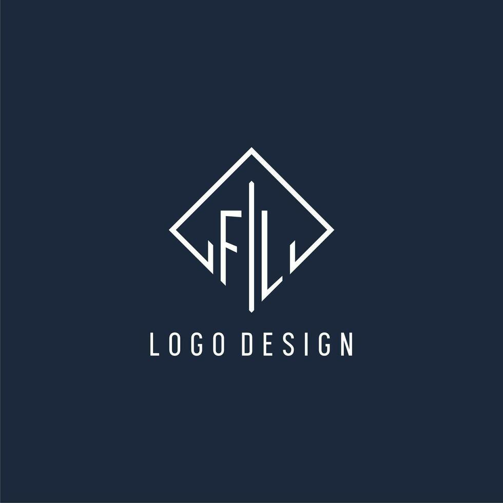 fl iniziale logo con lusso rettangolo stile design vettore