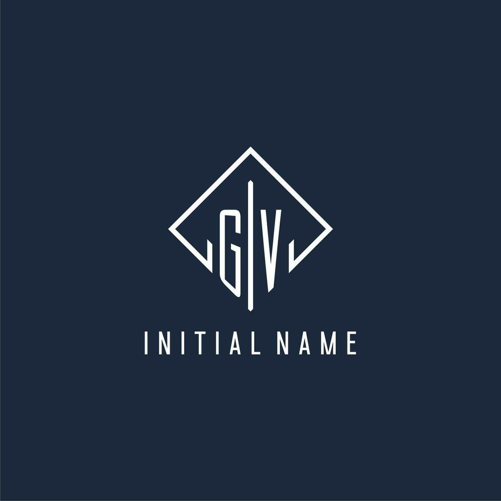 gv iniziale logo con lusso rettangolo stile design vettore