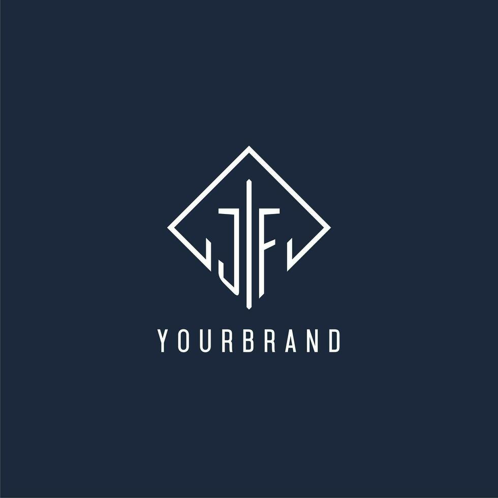 jf iniziale logo con lusso rettangolo stile design vettore