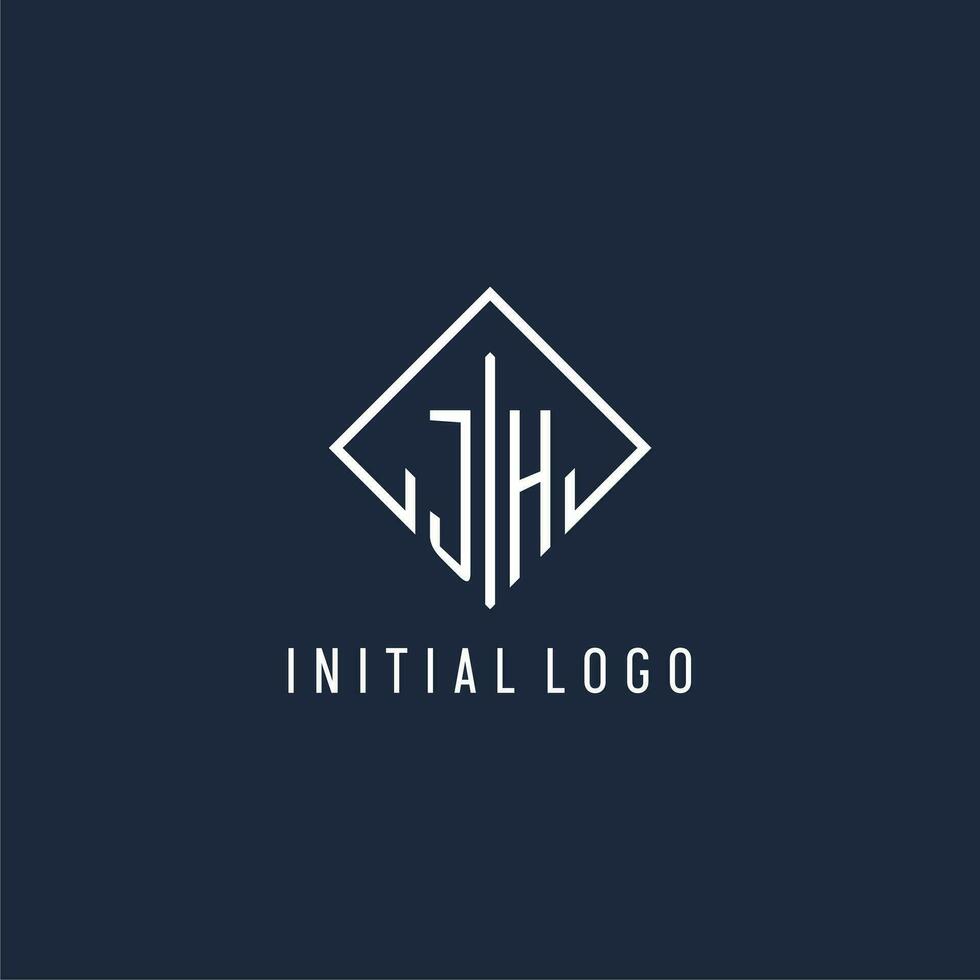 jh iniziale logo con lusso rettangolo stile design vettore