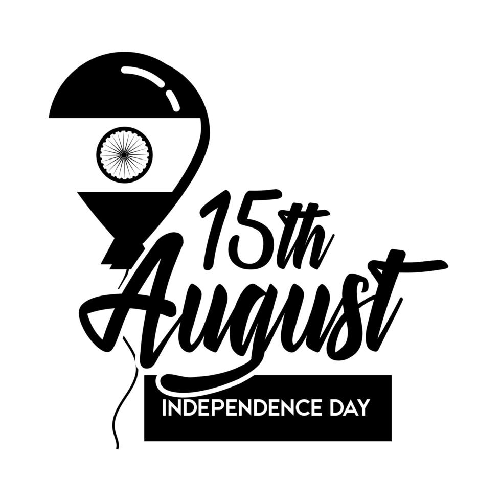 celebrazione del giorno dell'indipendenza dell'india con stile silhouette palloncino elio vettore