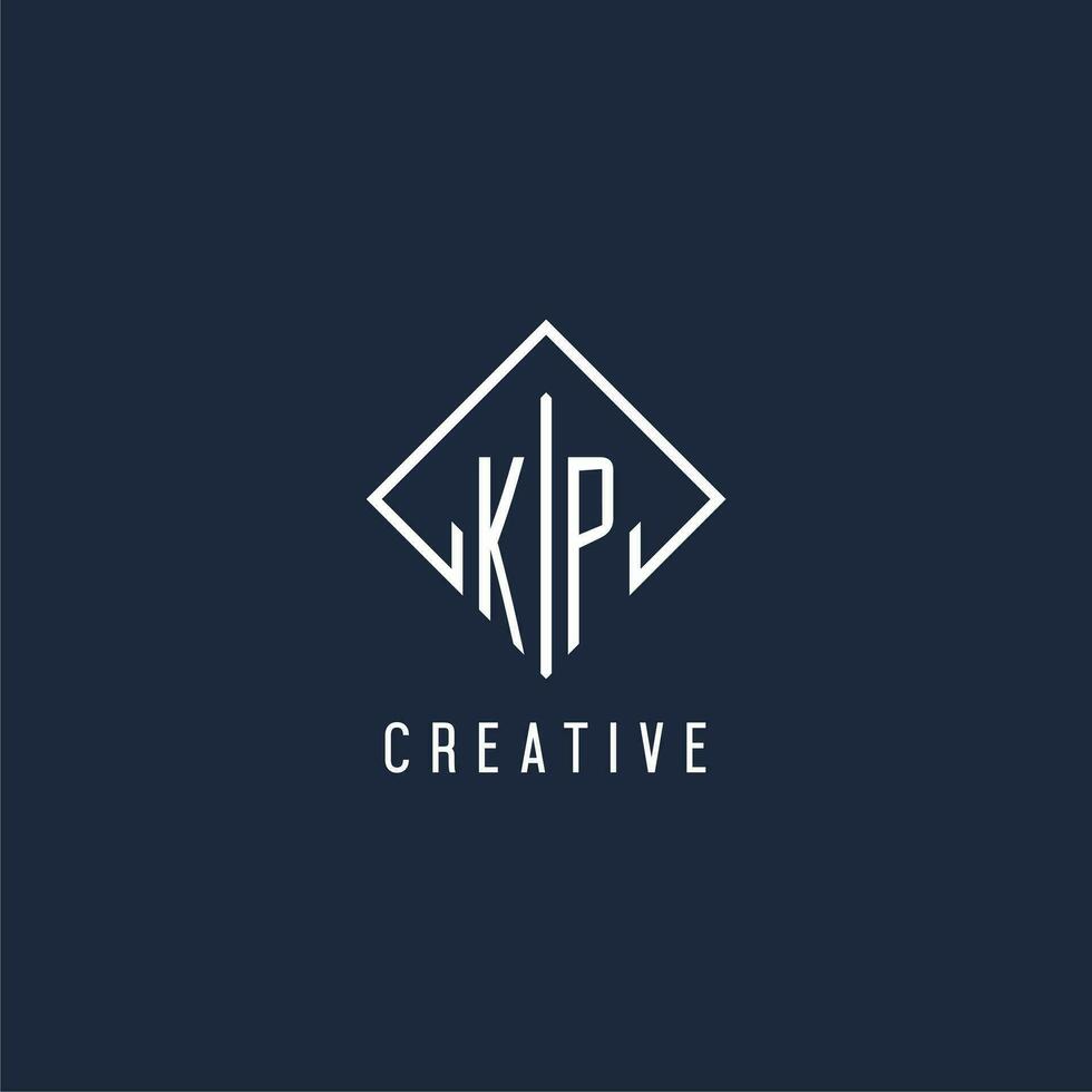 kp iniziale logo con lusso rettangolo stile design vettore