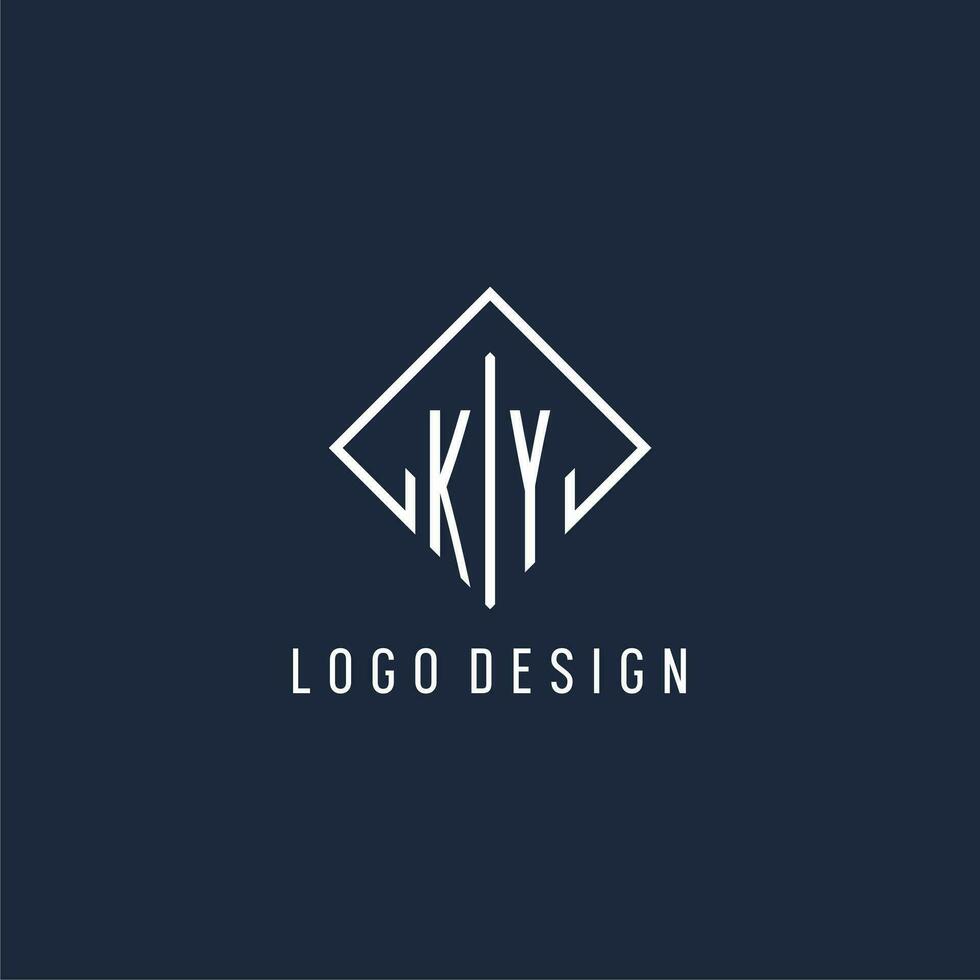 ky iniziale logo con lusso rettangolo stile design vettore