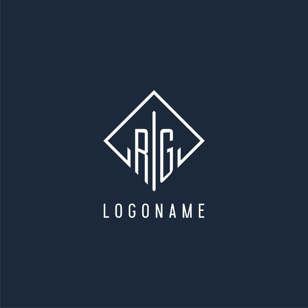 rg iniziale logo con lusso rettangolo stile design vettore