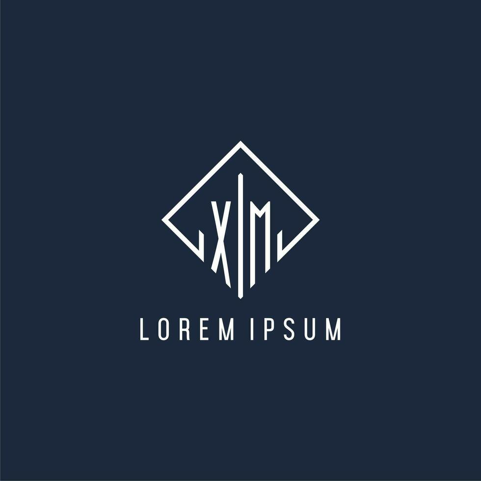 xm iniziale logo con lusso rettangolo stile design vettore