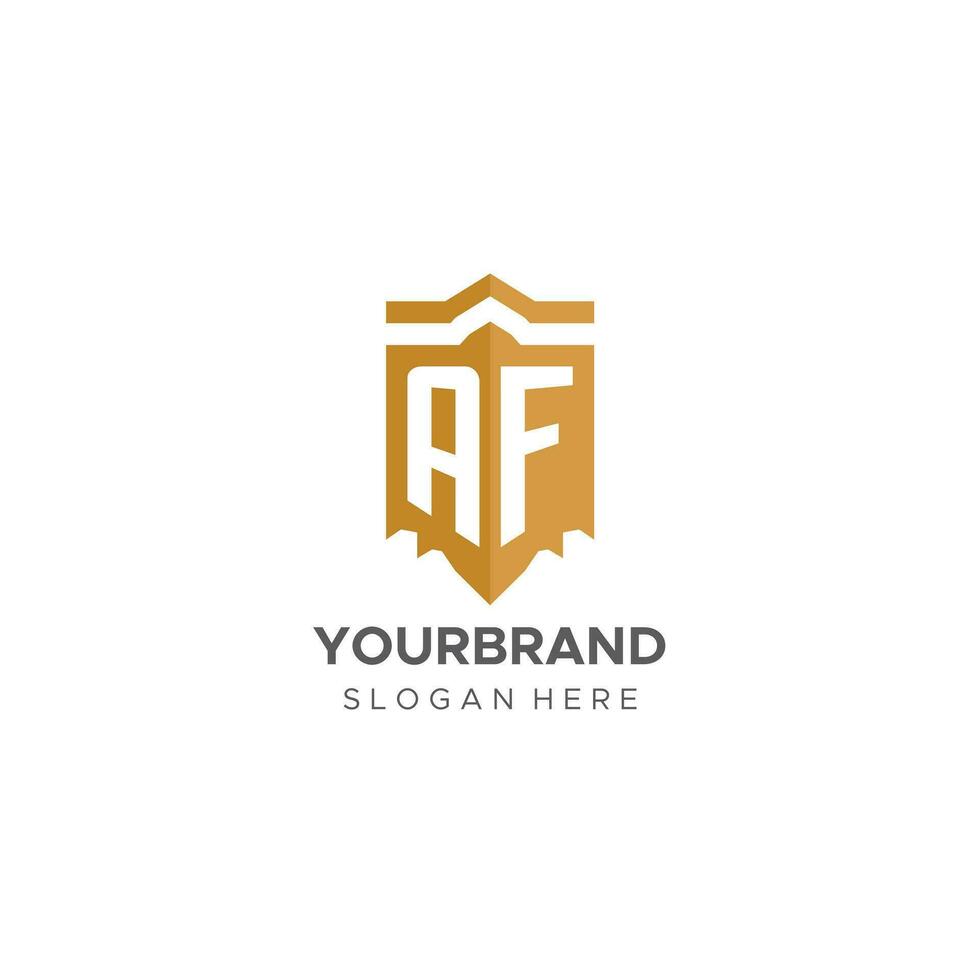 monogramma af logo con scudo geometrico forma, elegante lusso iniziale logo design vettore