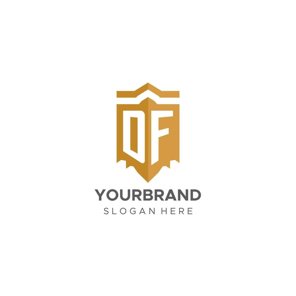 monogramma df logo con scudo geometrico forma, elegante lusso iniziale logo design vettore
