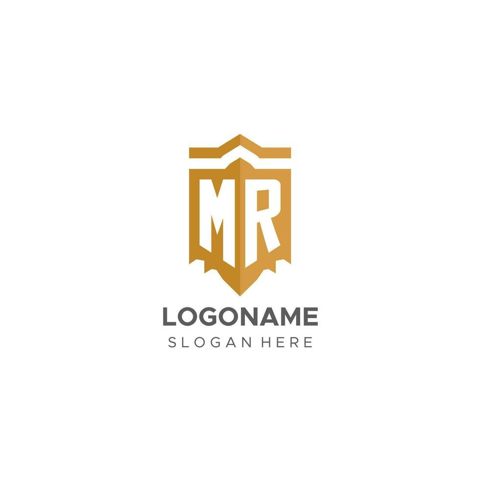 monogramma Sig logo con scudo geometrico forma, elegante lusso iniziale logo design vettore