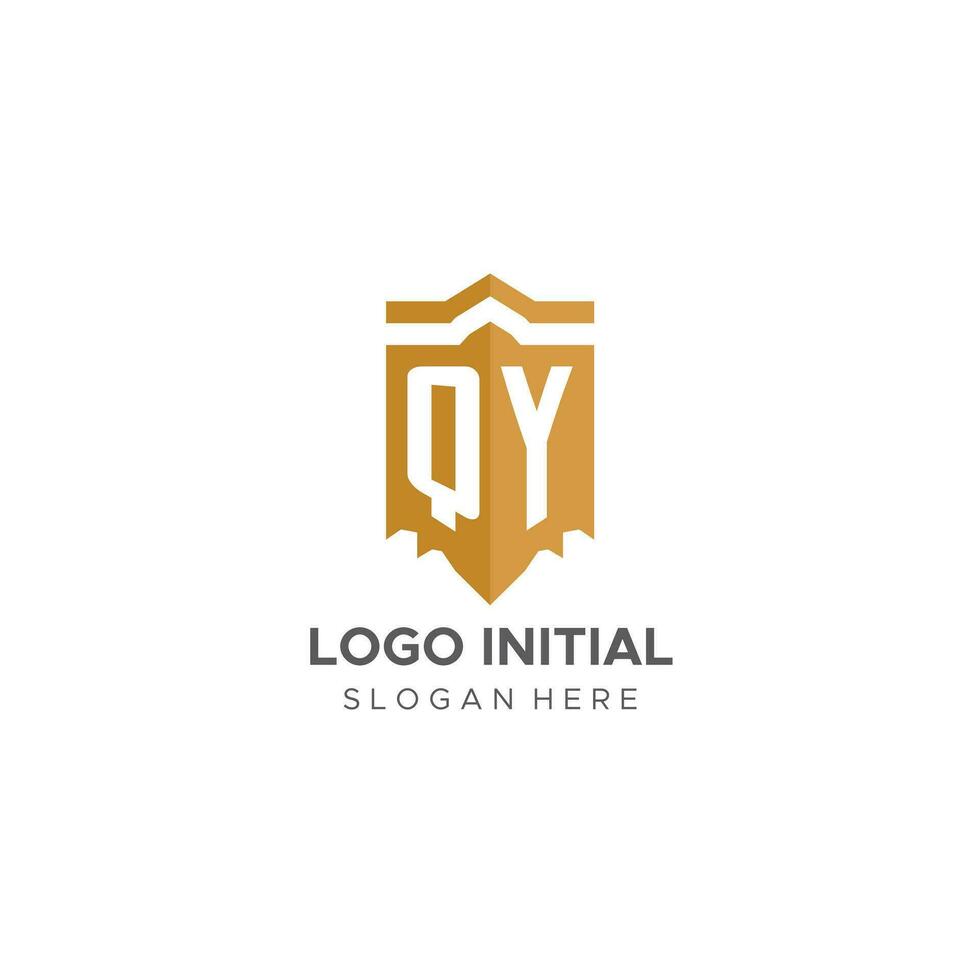 monogramma qy logo con scudo geometrico forma, elegante lusso iniziale logo design vettore