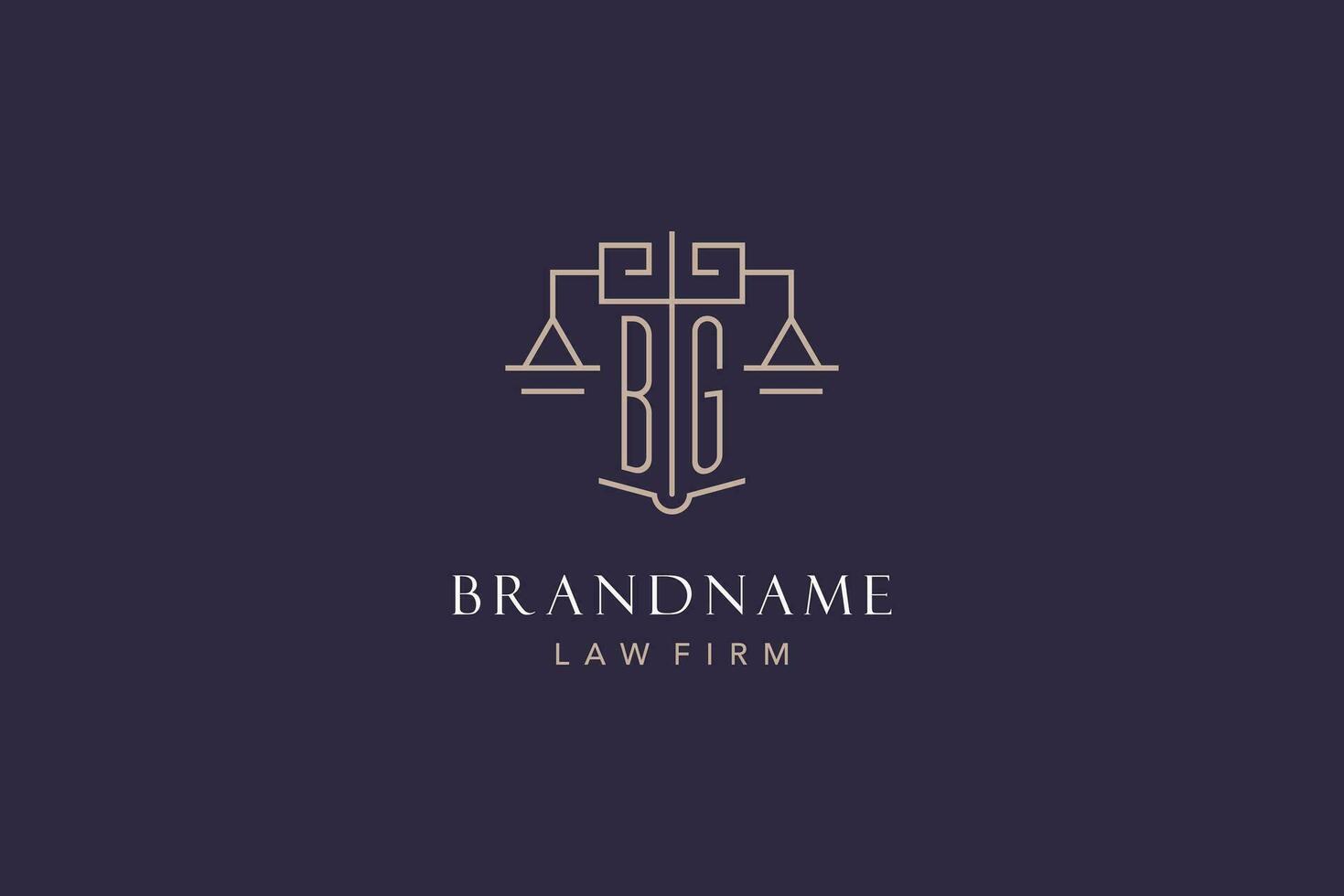 iniziale lettera bg logo con scala di giustizia logo disegno, lusso legale logo geometrico stile vettore