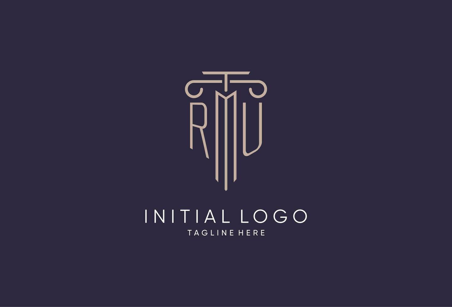 ru logo iniziale pilastro design con lusso moderno stile migliore design per legale azienda vettore