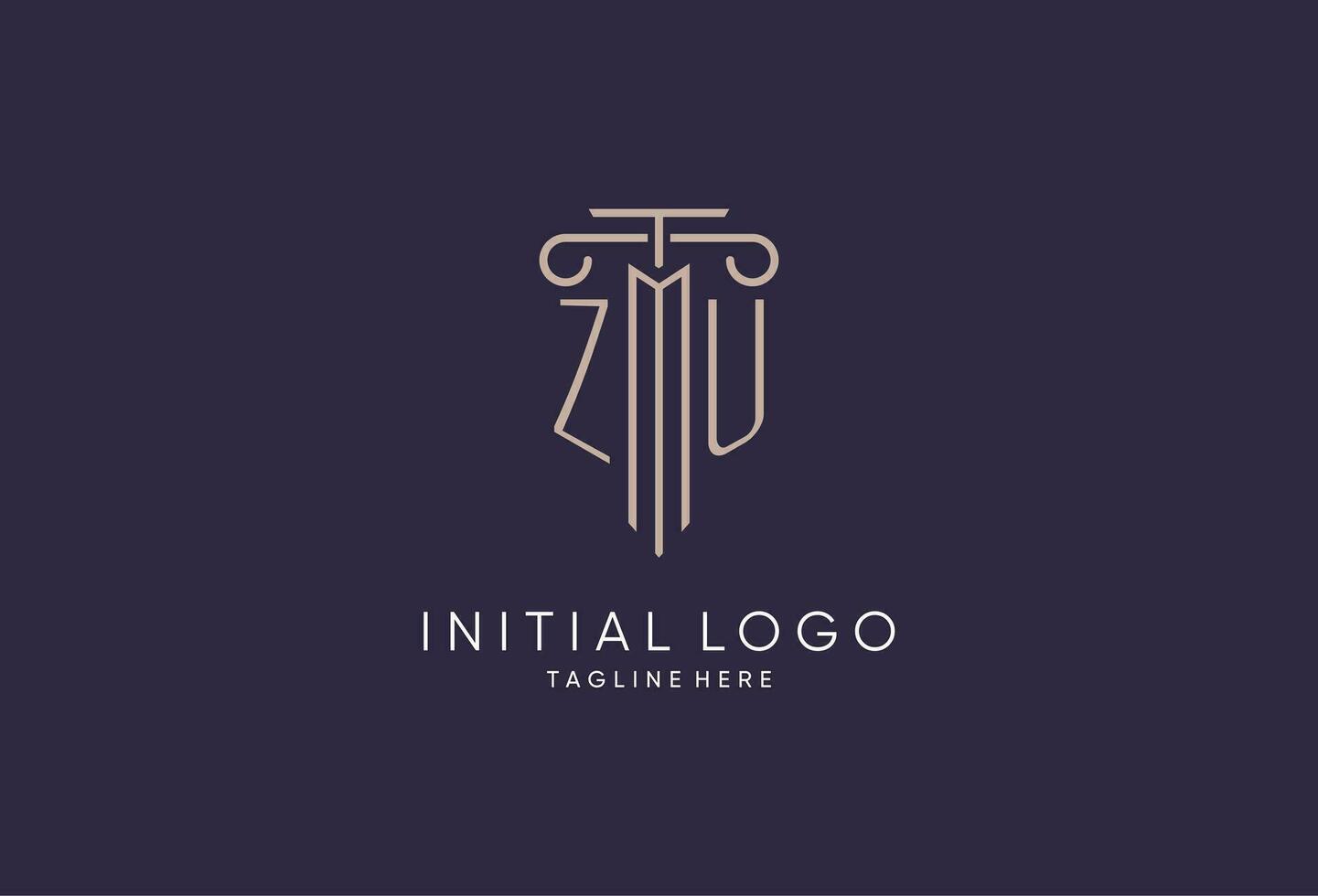 zu logo iniziale pilastro design con lusso moderno stile migliore design per legale azienda vettore