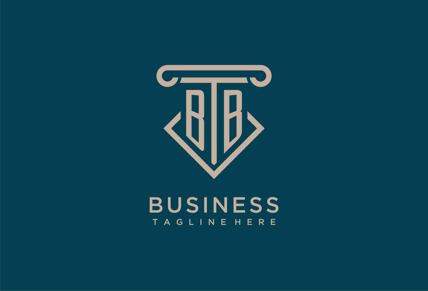bb iniziale con pilastro icona disegno, pulito e moderno avvocato, legale azienda logo vettore