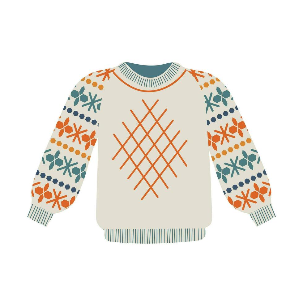 carino a maglia maglione. mano disegnato piatto cartone animato vettore isolato illustrazione.accogliente Maglione, maglia, caldo Abiti.