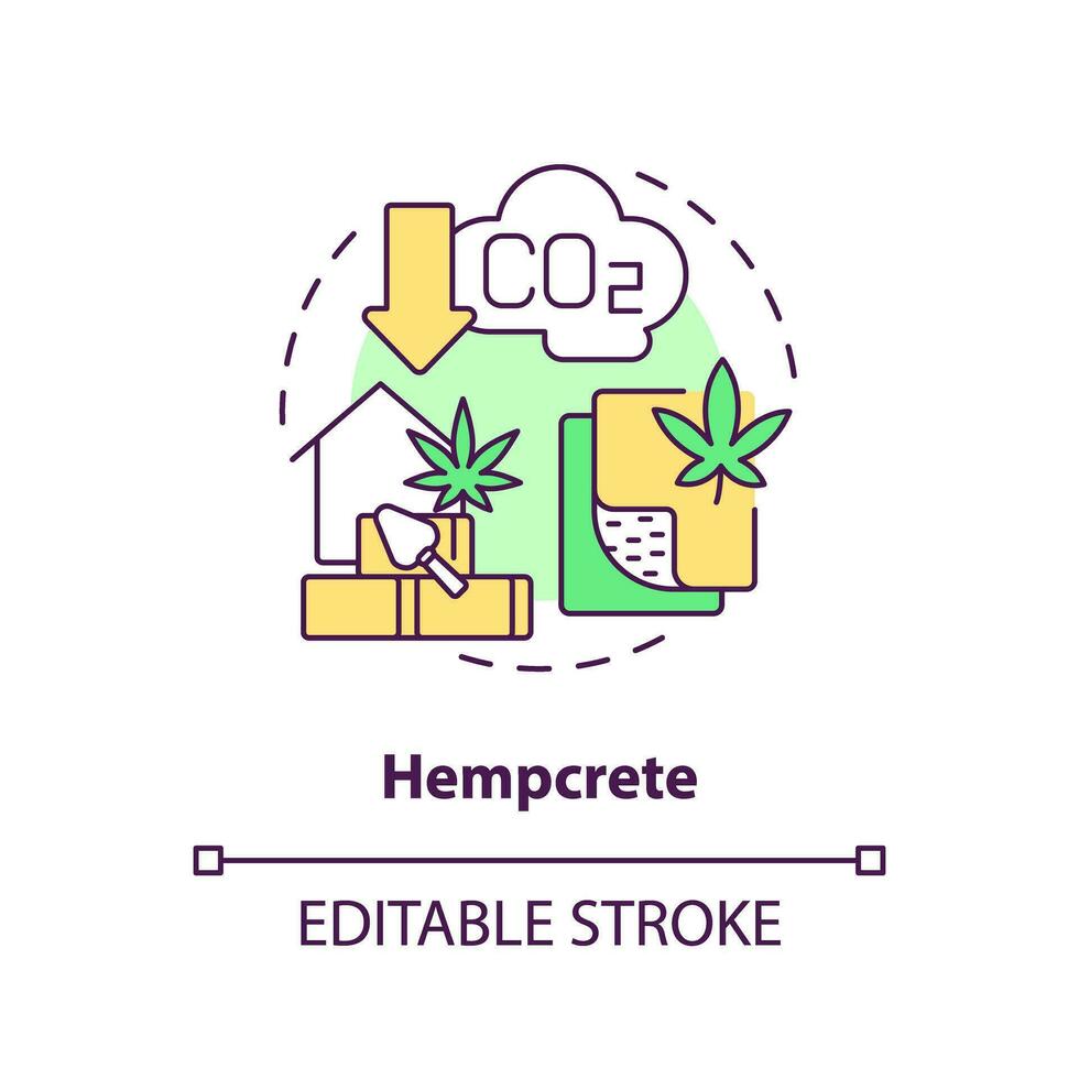 hempcrete concetto icona. biocomposito Materiale. pianta basato. industriale canapa costruzione idea magro linea illustrazione. isolato schema disegno. modificabile ictus vettore