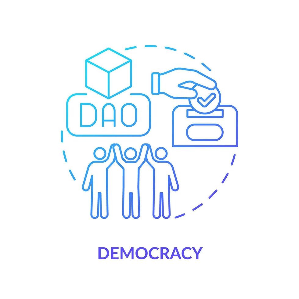 democrazia blu pendenza concetto icona. rendere importante decisioni di voto. dao caratteristica astratto idea magro linea illustrazione. isolato schema disegno vettore
