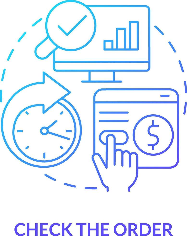 dai un'occhiata ordine blu pendenza concetto icona. essere attento con transazioni. in linea investire regola astratto idea magro linea illustrazione. isolato schema disegno vettore