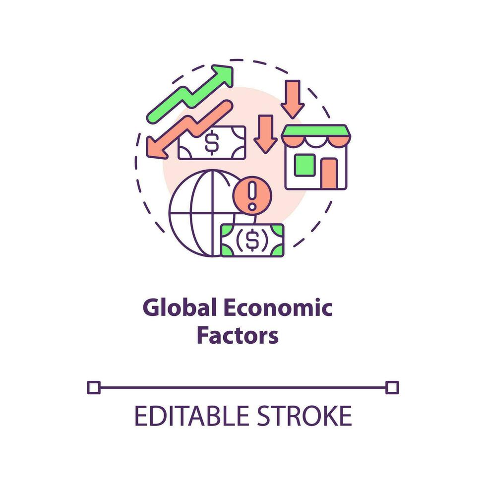 globale economico fattori concetto icona. agricolo inflazione. raccolta sfide astratto idea magro linea illustrazione. isolato schema disegno. modificabile ictus vettore