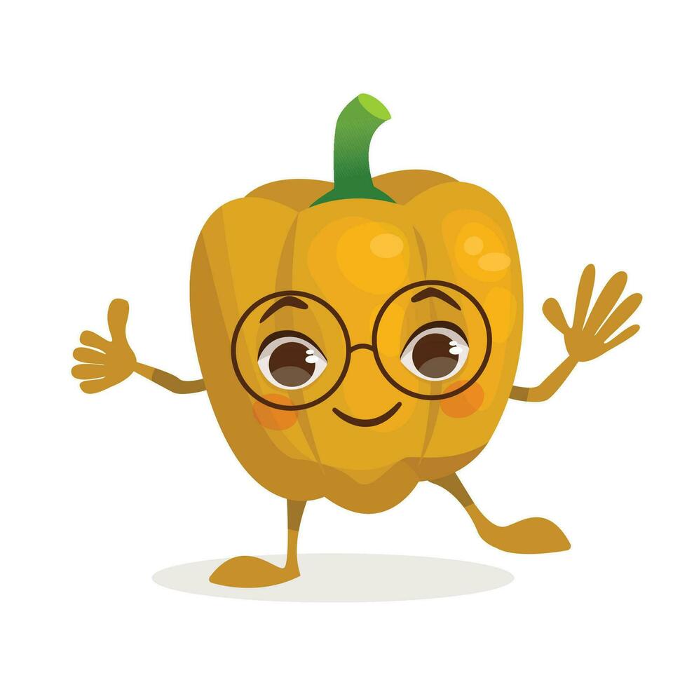 verdura cartone animato personaggio - campana Pepe. verdura con un' viso, braccia e gambe. vettore grafico.