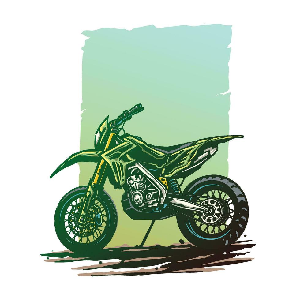 cartone animato stile supermoto sporco bicicletta illustrazione vettore