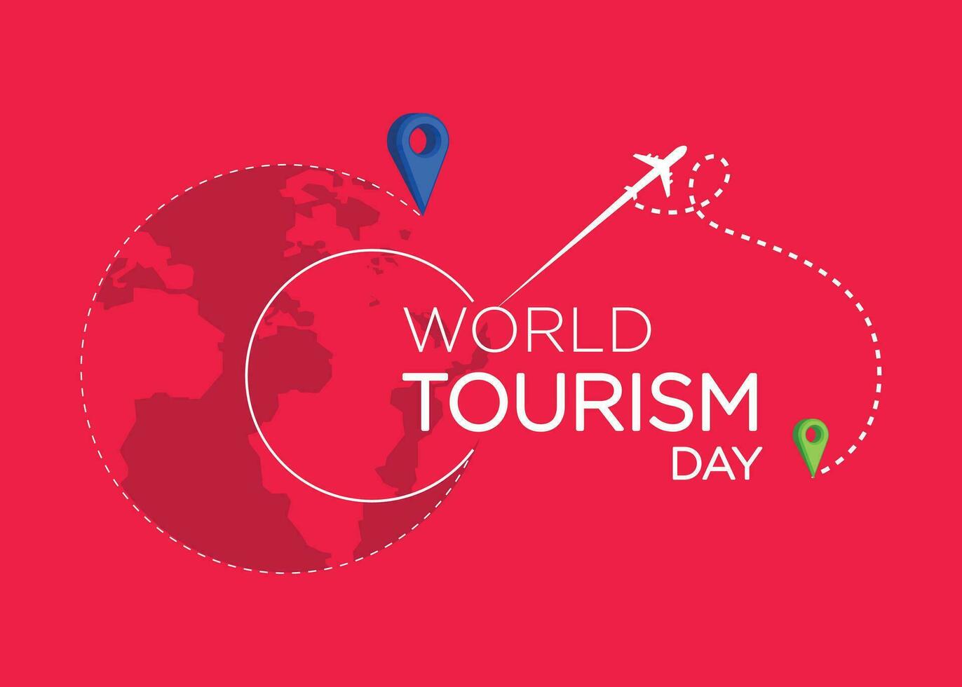 mondo turismo giorno logo e fondale vettore illustrazione design
