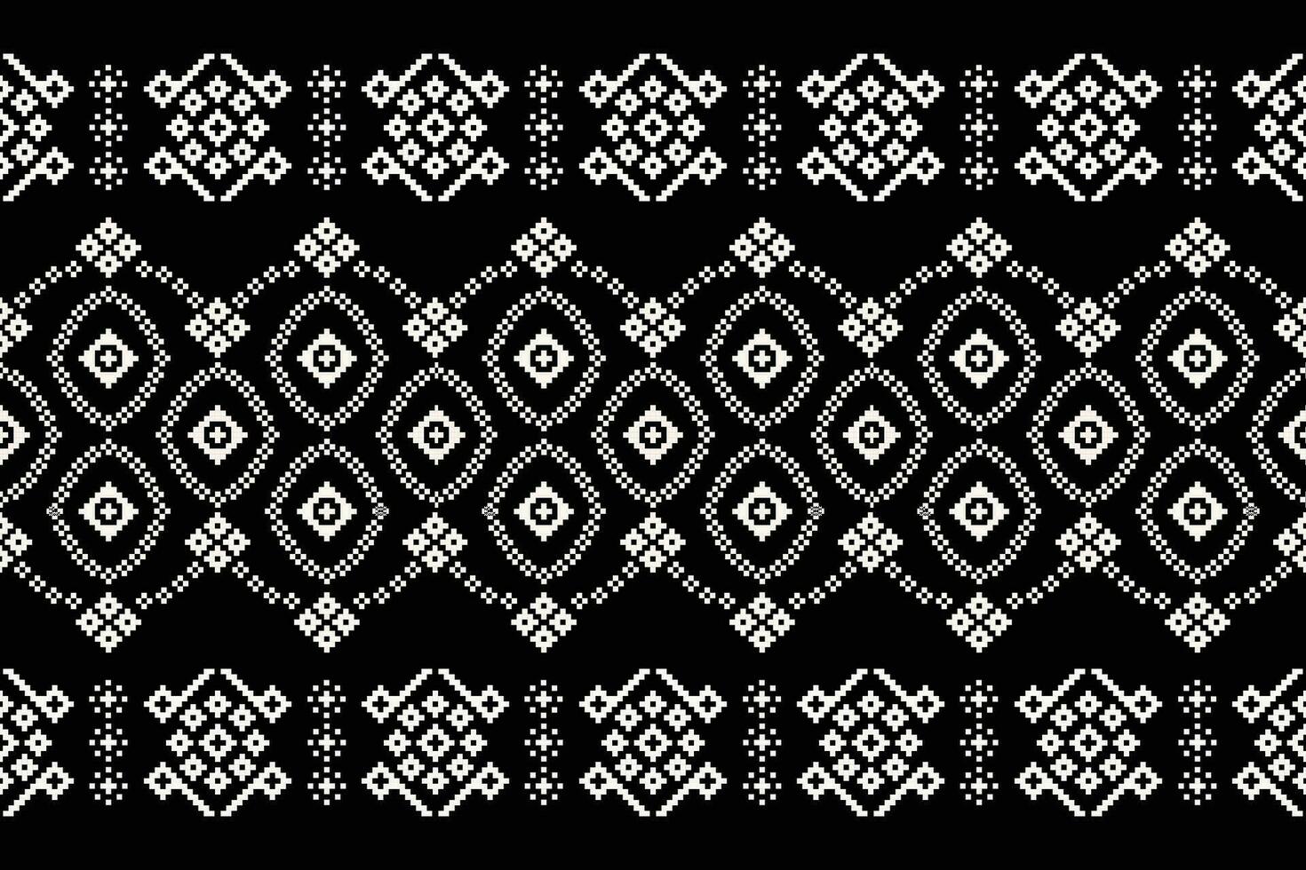 etnico geometrico tessuto modello attraversare punto.ikat ricamo etnico orientale pixel modello nero sfondo. astratto, vettore, illustrazione. trama, abbigliamento, cornice, decorazione, motivi, seta sfondo. vettore