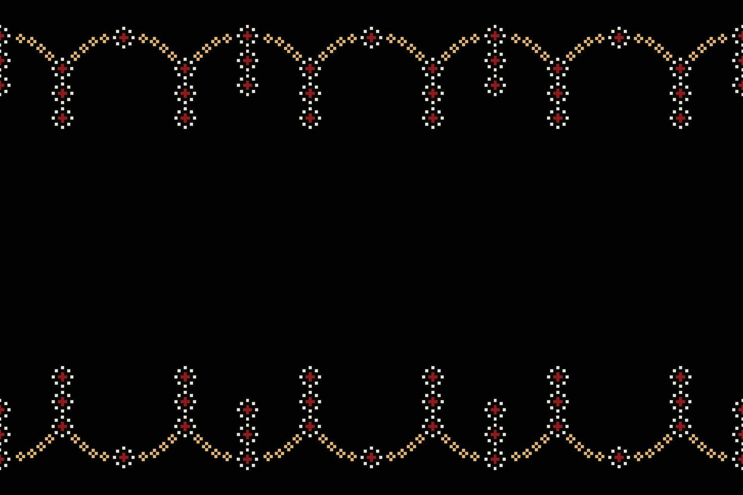 etnico geometrico tessuto modello attraversare punto.ikat ricamo etnico orientale pixel modello nero sfondo. astratto, vettore, illustrazione. trama, abbigliamento, cornice, decorazione, motivi, seta sfondo. vettore