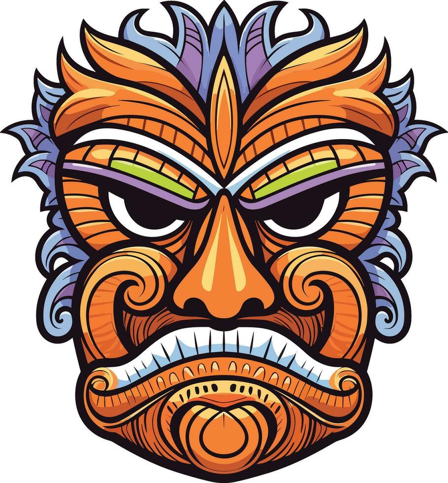 tiki Festival, tiki maschera vettore illustrazione, tiki maschere per maglietta disegno, etichetta e parete arte