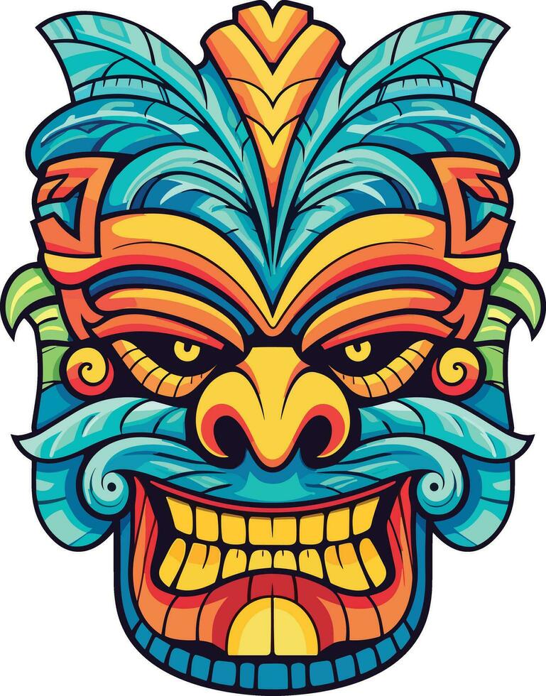 tiki Festival, tiki maschera vettore illustrazione, tiki maschere per maglietta disegno, etichetta e parete arte