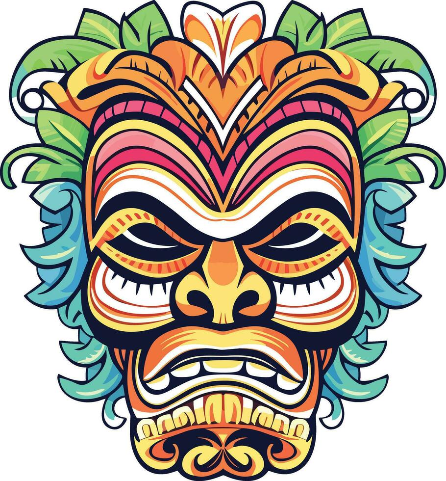 tiki Festival, tiki maschera vettore illustrazione, tiki maschere per maglietta disegno, etichetta e parete arte