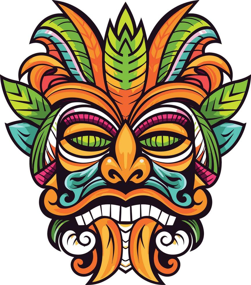 tiki Festival, tiki maschera vettore illustrazione, tiki maschere per maglietta disegno, etichetta e parete arte