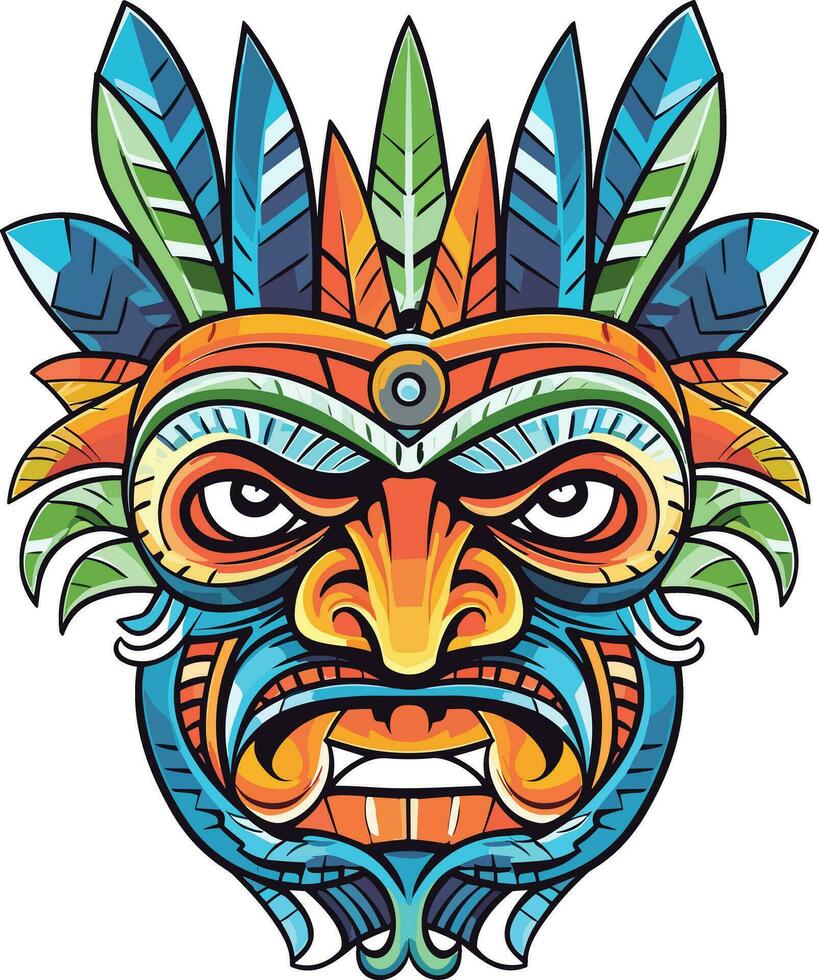 tiki Festival, tiki maschera vettore illustrazione, tiki maschere per maglietta disegno, etichetta e parete arte