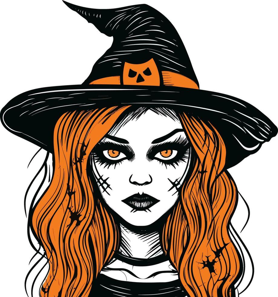 Halloween strega indossare un' cappello illustrazione vettore