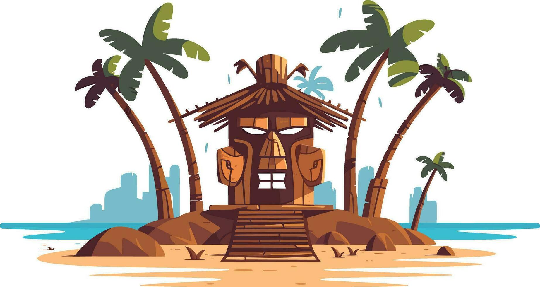 tiki Festival isola, tiki isola vettore illustrazione per maglietta disegno, parete carta e stampa.