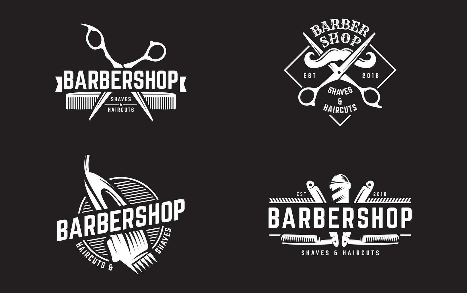barbiere negozio logo design con sfondo vettore