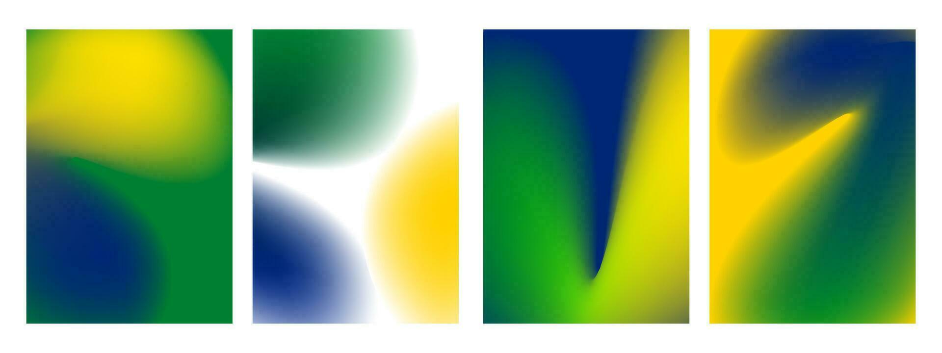 impostato di di moda pendenza brasile sfondo. giallo, blu, verde astratto gradazione. vettore illustrazione