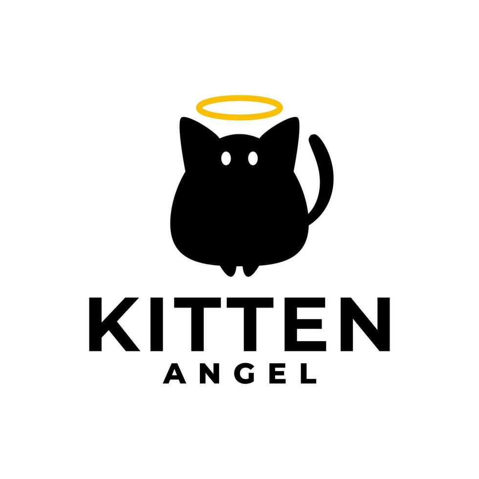 gatto silhouette illustrazione con angelico simbolo logo. logo per qualunque attività commerciale relazionato per animali domestici o gatti. vettore