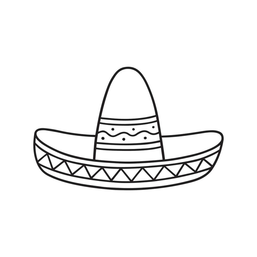 messicano sombrero cappello scarabocchio. messicano cultura nel schizzo stile. mano disegnato vettore illustrazione isolato su bianca sfondo