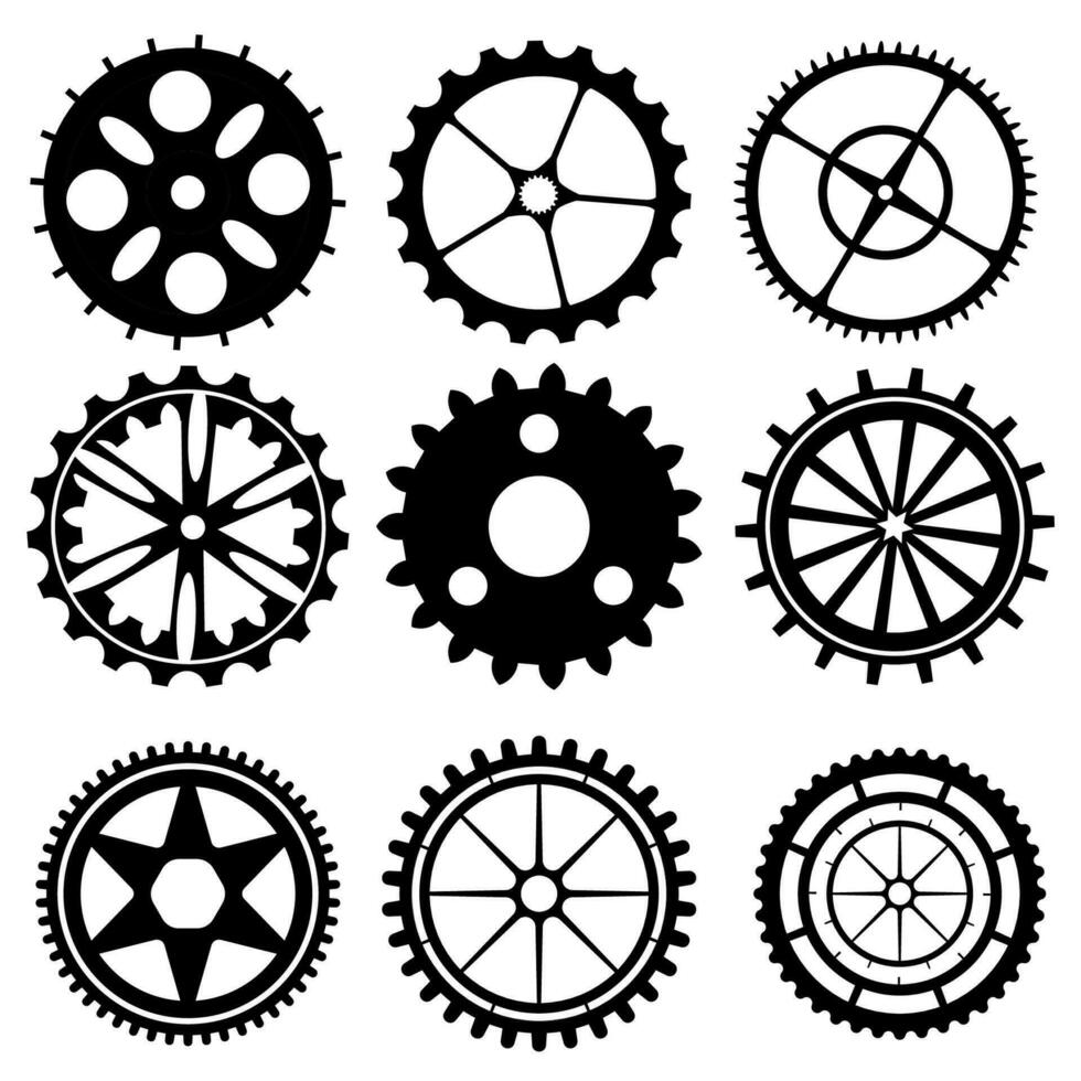 isolato oggetti nel vettore Ingranaggio, ruota dentata. impostato per grafico design