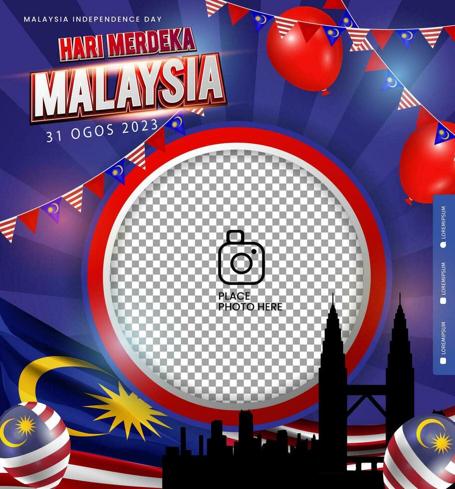 contento anniversario nazionale giorno di Malaysia. foto telaio design. per indipendenza giorno vettore
