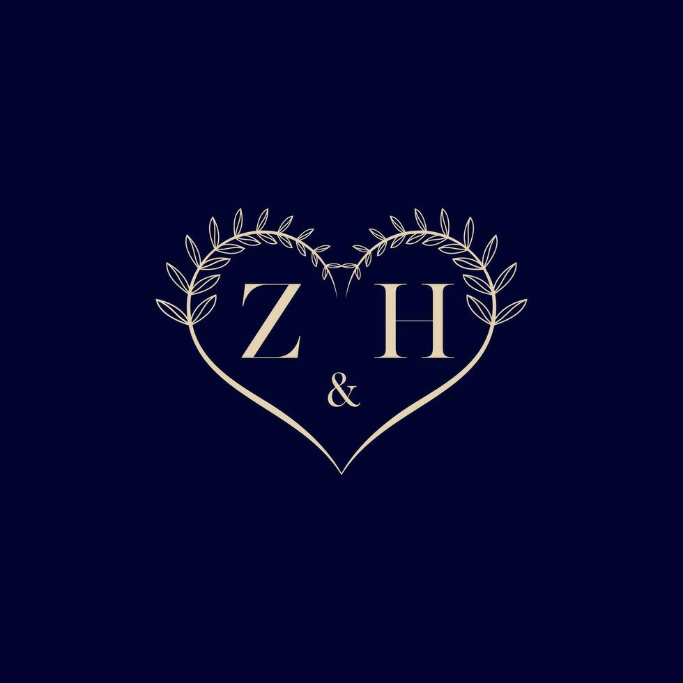 zh floreale amore forma nozze iniziale logo vettore