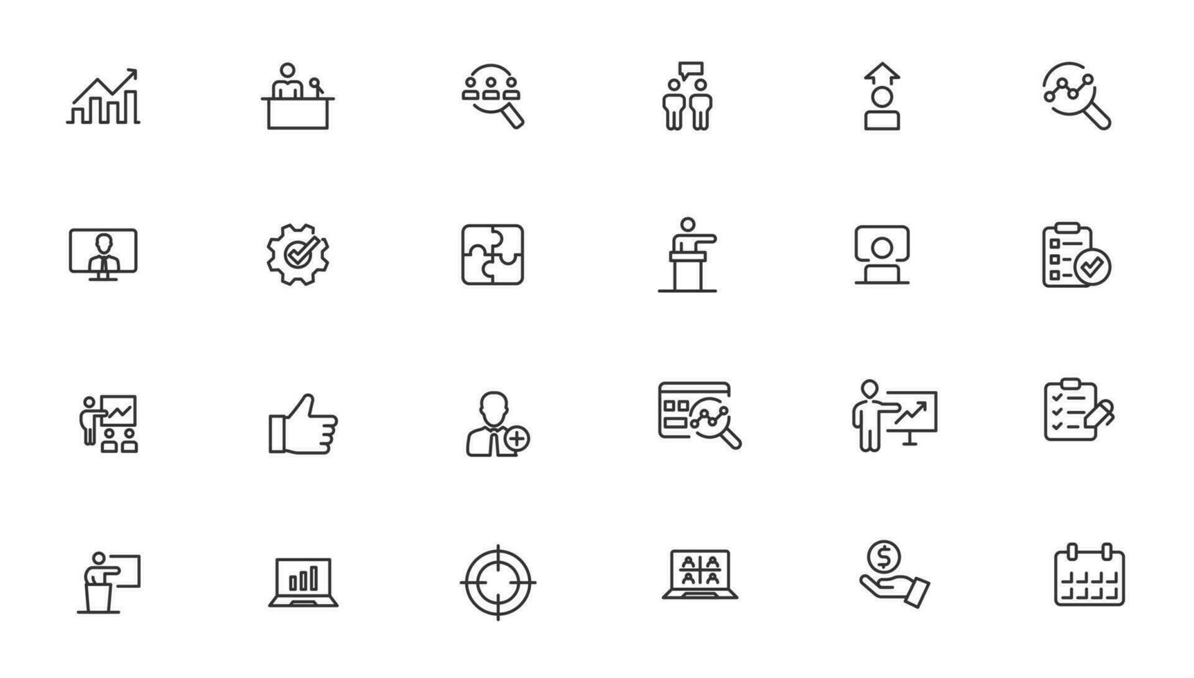 attività commerciale e gestione linea icone impostare. gestione icona collezione. vettore illustratore