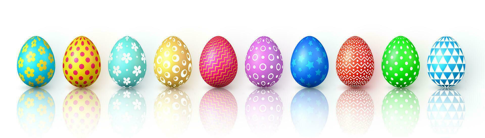 contento Pasqua. colore Pasqua uova su bianca sfondo. vettore illustrazione