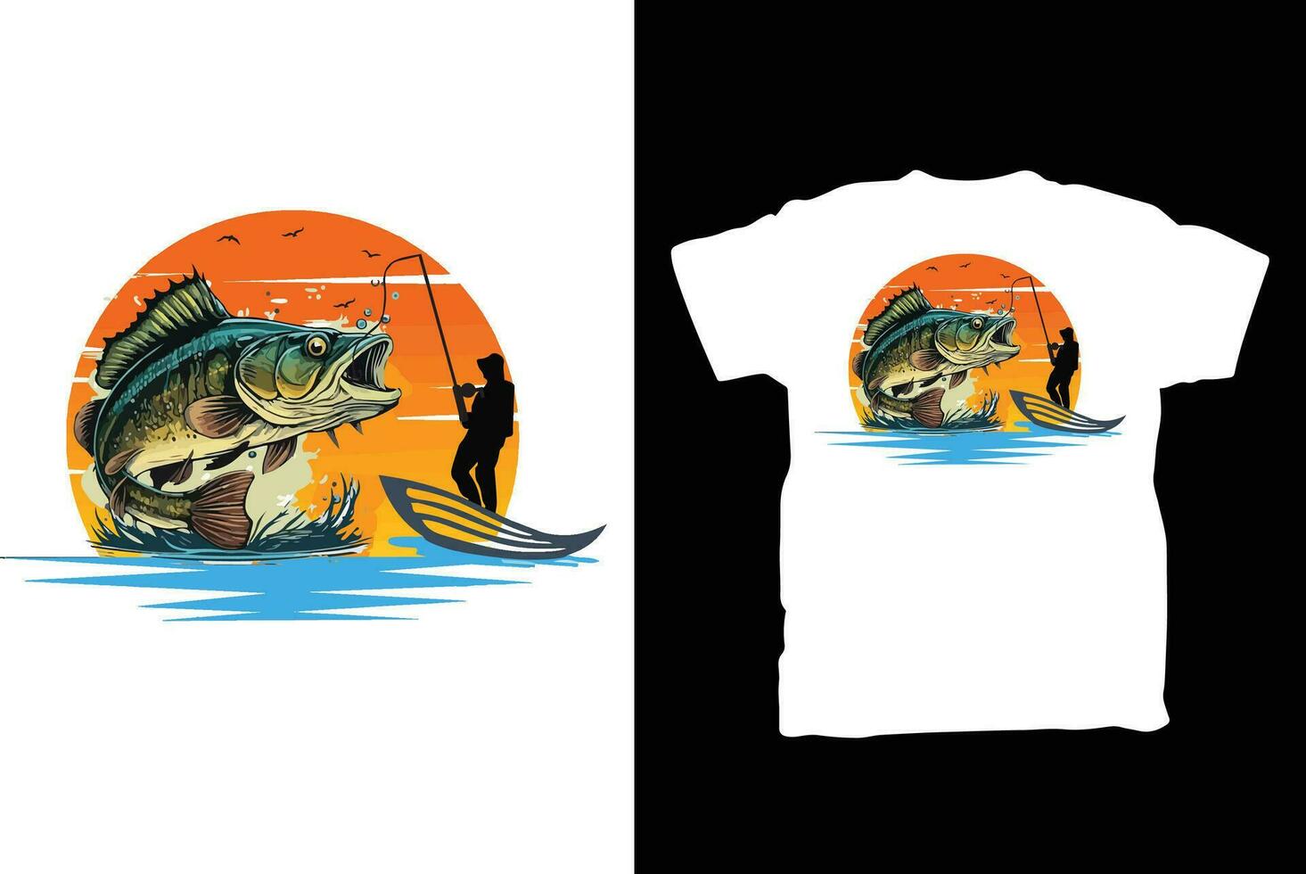 disegno della maglietta di pesca vettore