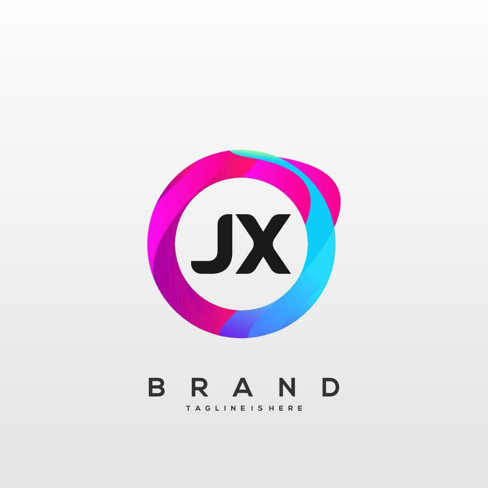 lettera jx pendenza colore logo vettore design