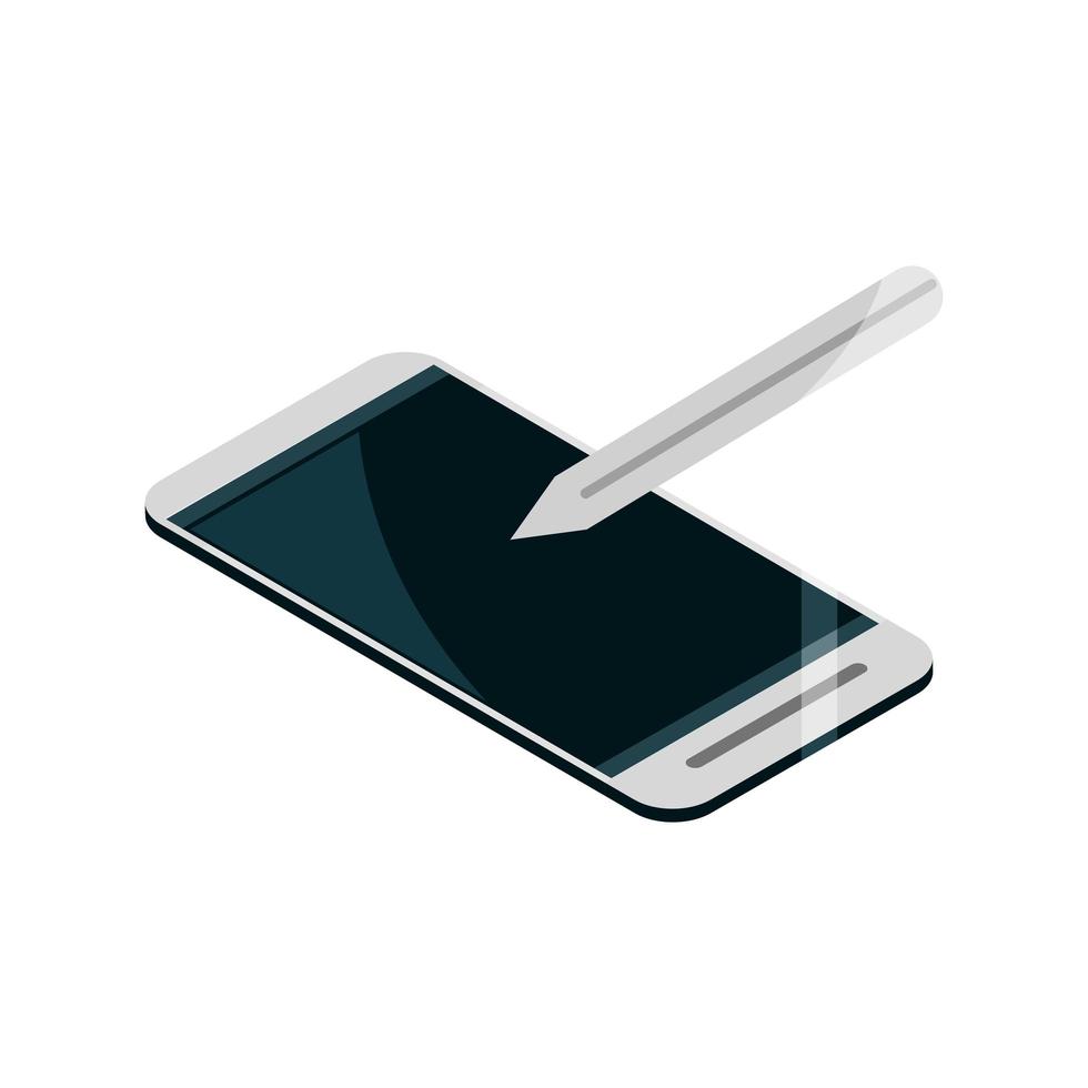 smartphone e dispositivo penna digitale gadget tecnologia icona isolata vettore