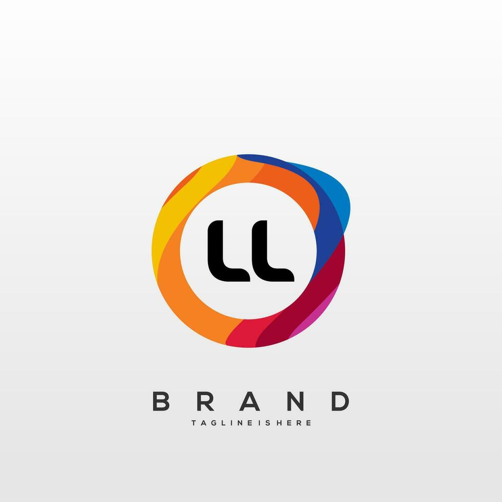 lettera ll pendenza colore logo vettore design