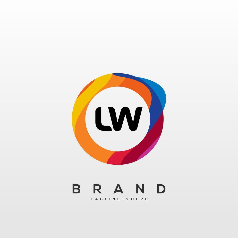 lettera lw pendenza colore logo vettore design