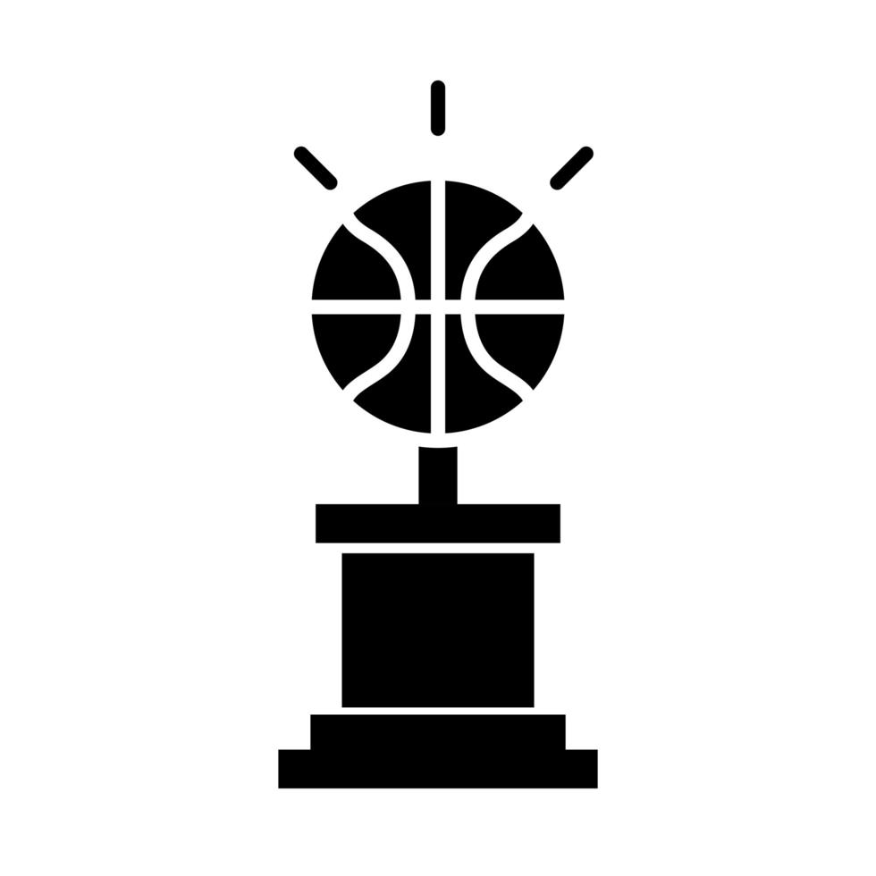 trofeo di gioco di basket con icona di stile di sagoma di sport di ricreazione dell'attrezzatura della palla vettore